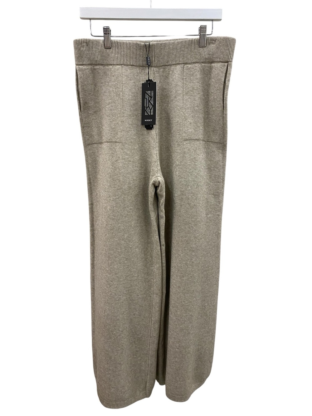 Wide-Leg Knit Sweatpants in Taupe